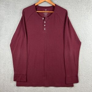 Mack Weldon Thermal Henley Shirt Mens XXL Red Long Sleeve Wool Blend Casual